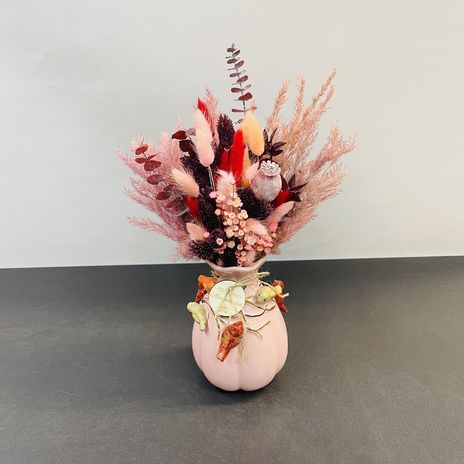 Bird Vase Old Pink met droogbloemen
