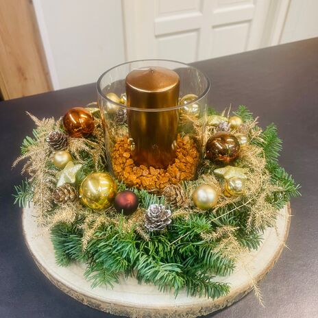 Kerstkrans op berkenschijf (Verschillende kleuren mogelijk)